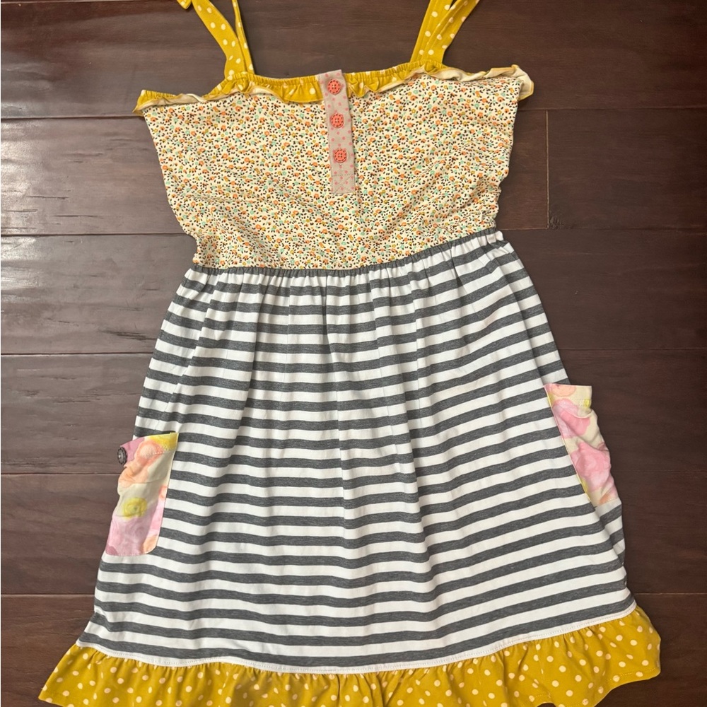 Matilda Jane Yellow and Gray Ruffled Tiered Sundress
